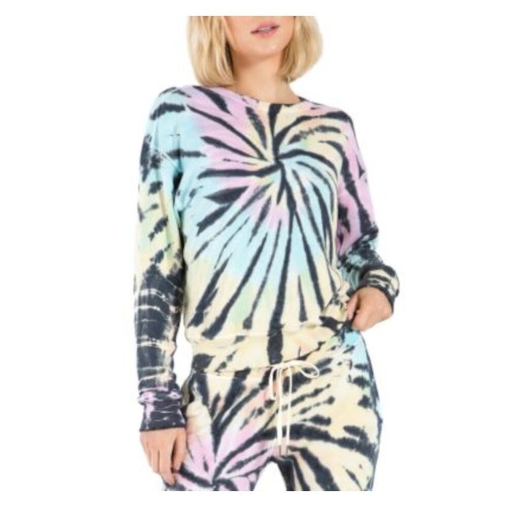 N:PHILANTHROPY Womens Purple Distressed Ribbed Tie Dye Sweatshirt L